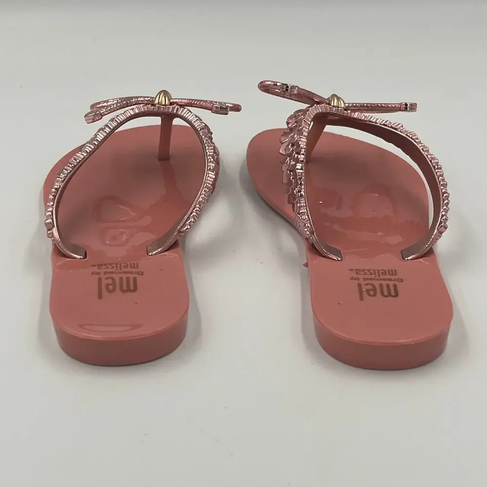 Mini Melissa Mel Harmonic Chrome III Rose Gold Sandals Little Girl sz 13